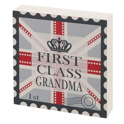 First Class Grandma Gift Block